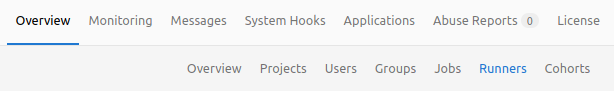 GitLab Admin area Runners tab