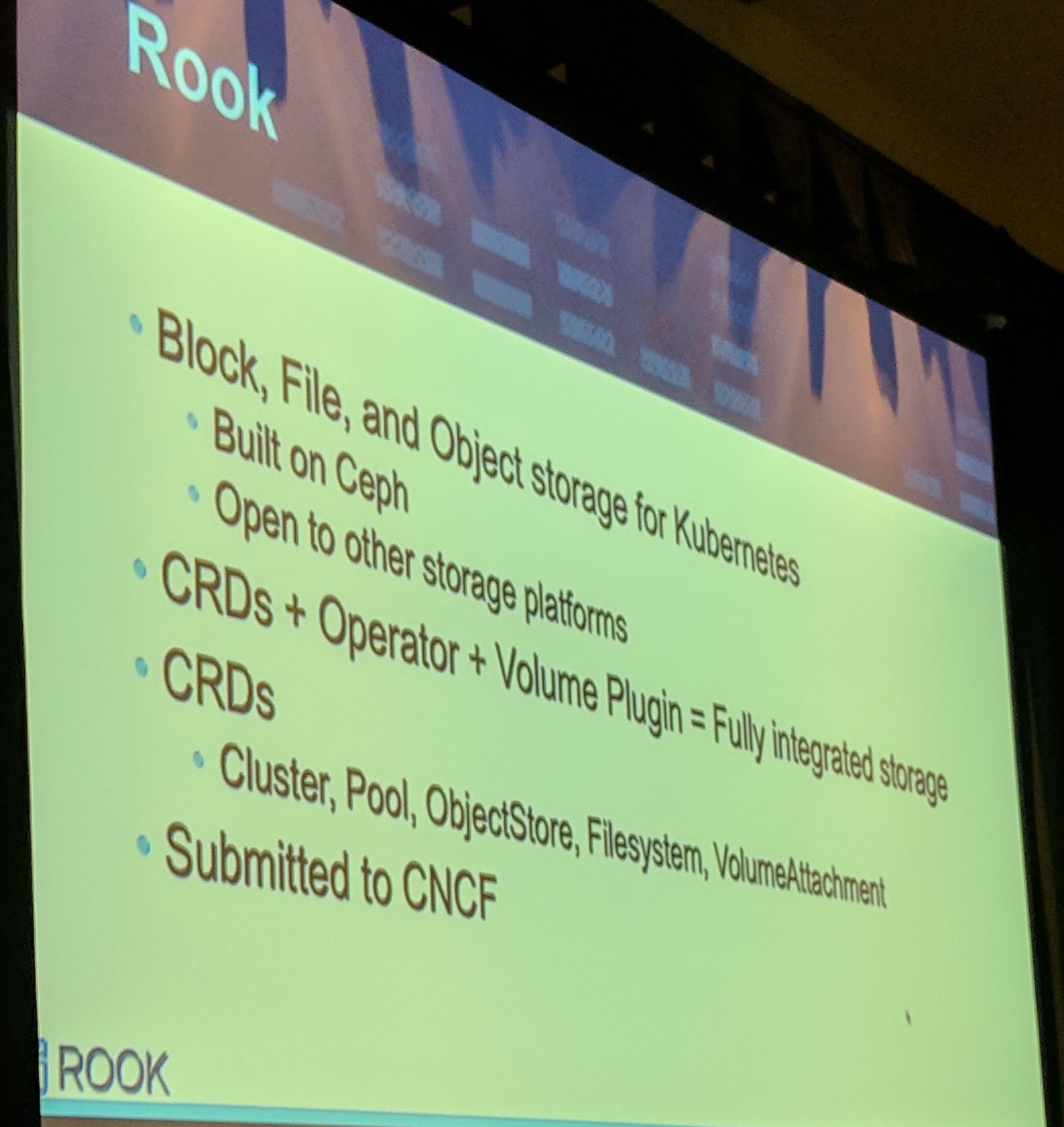 KubeCon: Talk Extend Kubernetes Rook project