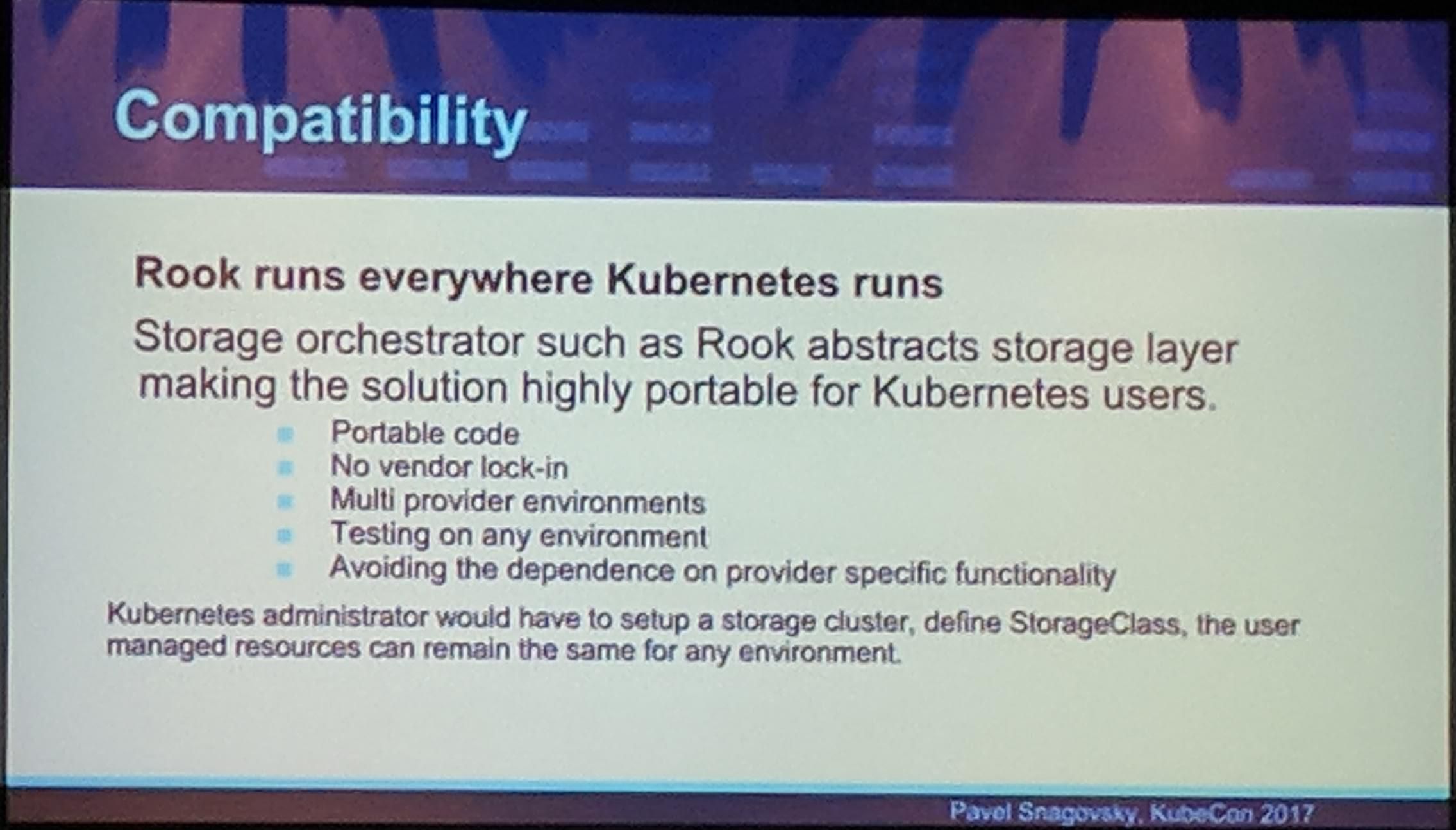 KubeCon: Talk Local Storage Rook Compatibility