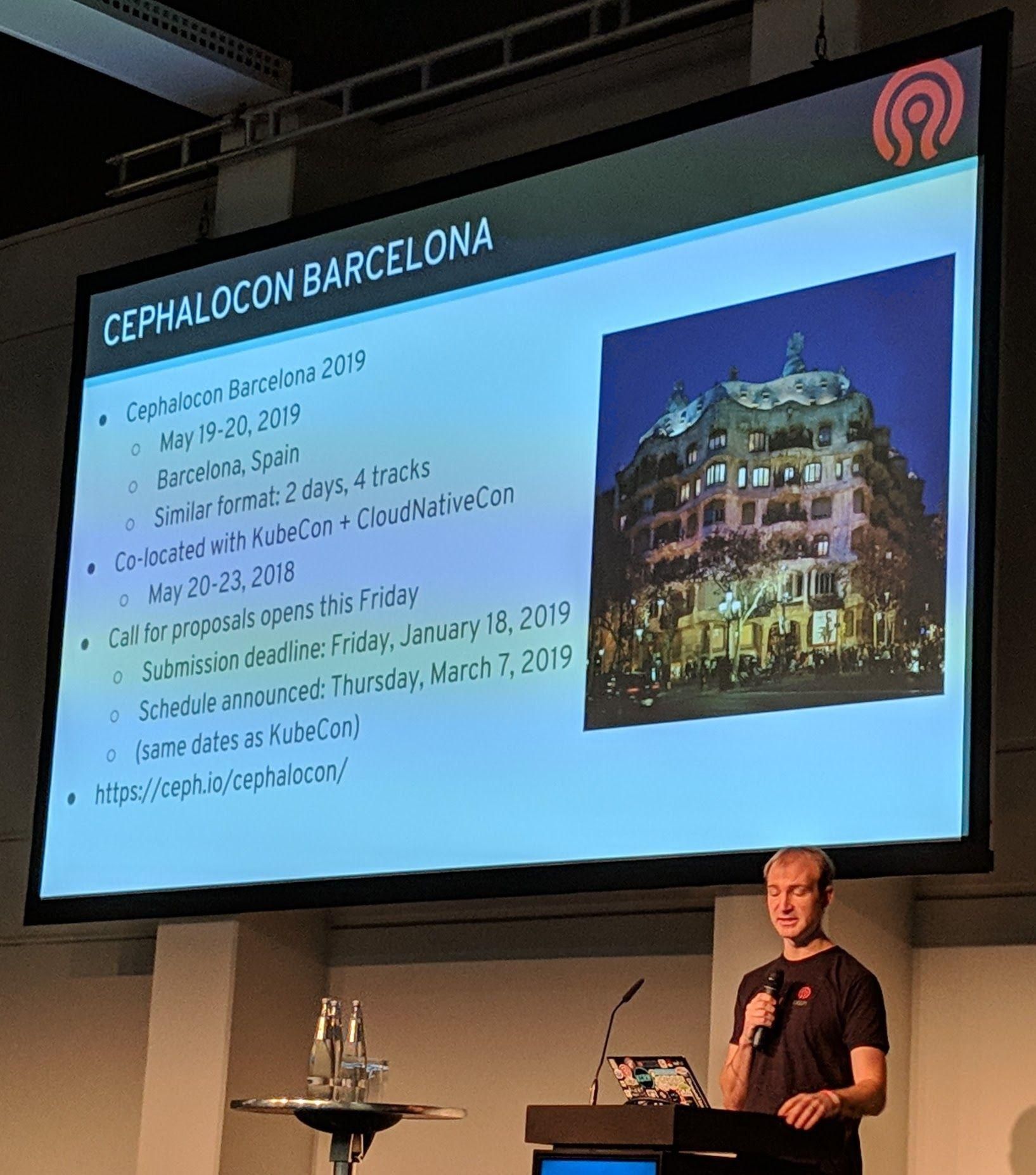 Ceph Day Berlin 2018 - Cephalocon Barcelona announcement