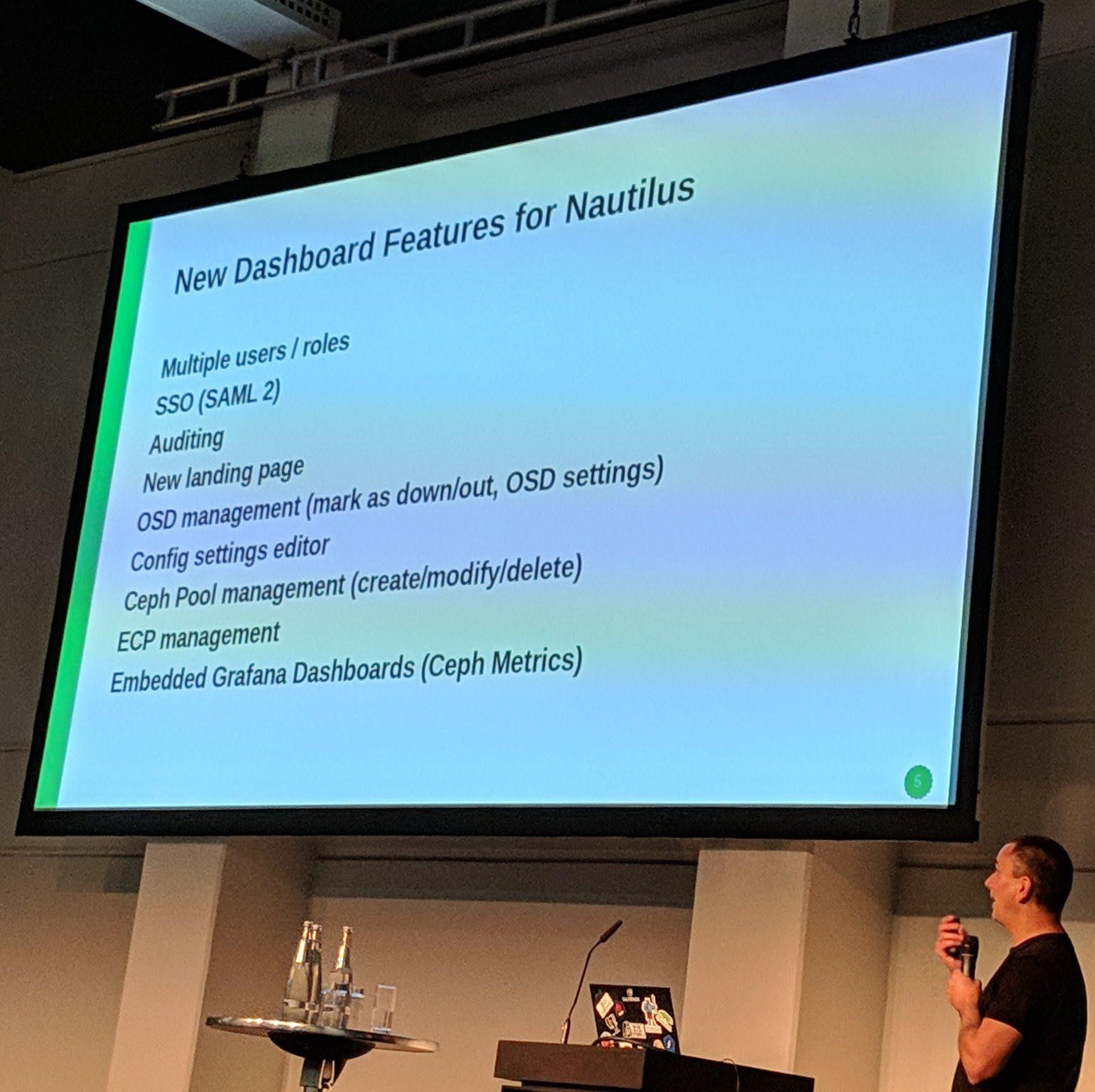 Ceph Day Berlin 2018 - Managing and Monitoring Ceph with the Ceph Manager Dashboard, Lenz Grimmer, SUSE - New Dashboard features for Nautilus