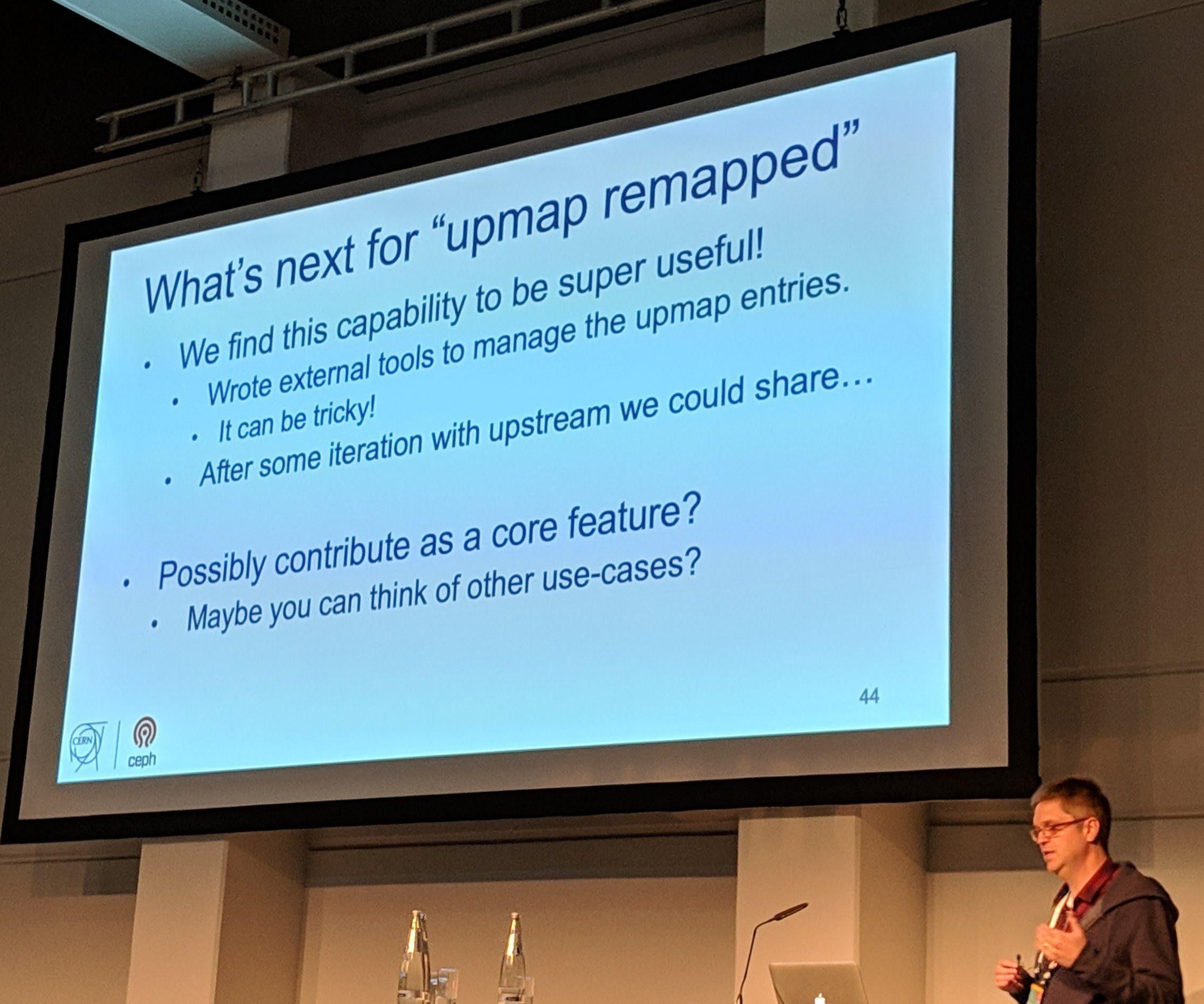 Ceph Day Berlin 2018 - Mastering Ceph Operations: Upmap and the Mgr Balancer, Dan van der Ster, CERN - 'What's next for "upmap remapped"'