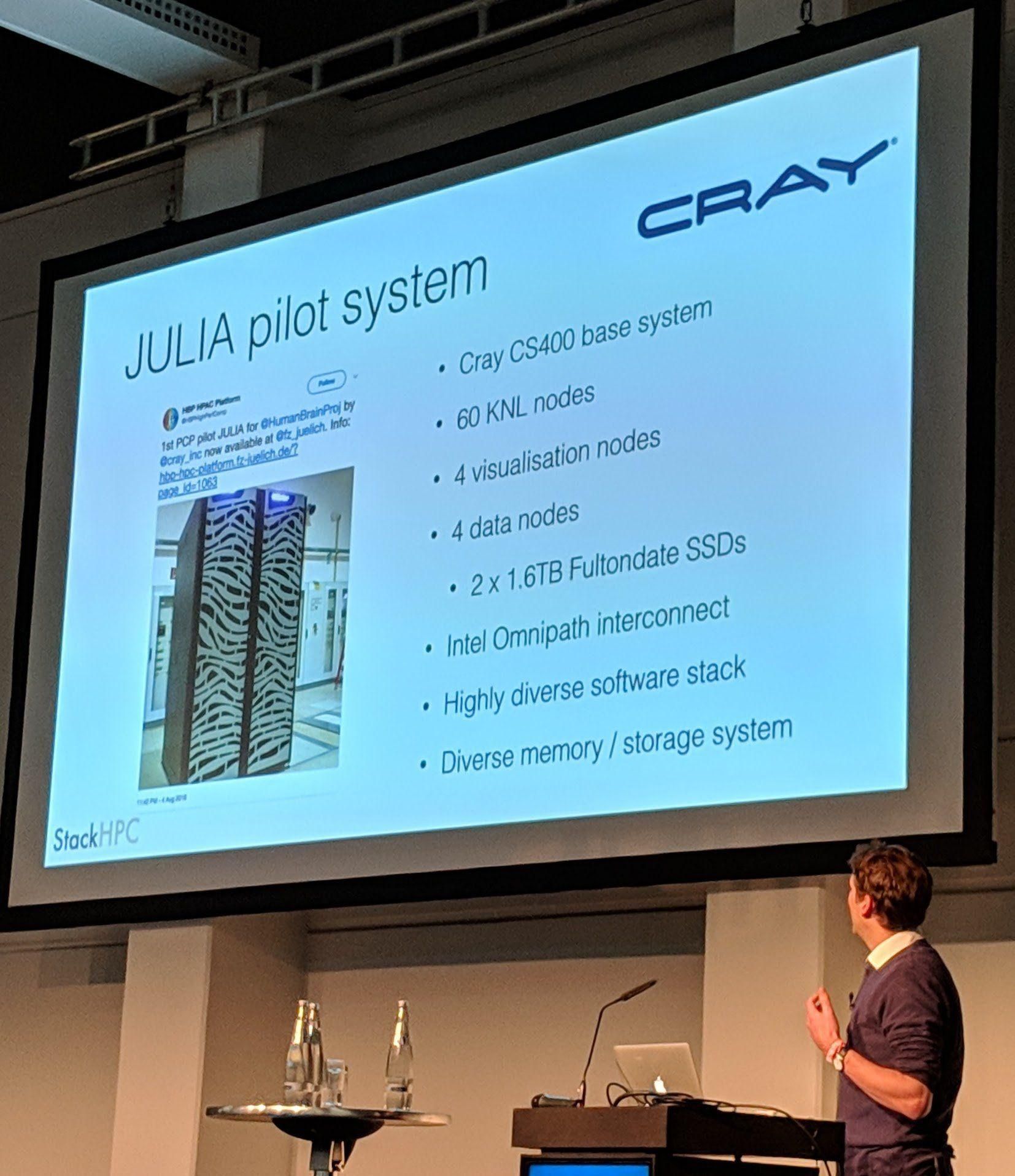 Ceph Day Berlin 2018 - Ceph on the Brain: A Year with the Human Brain Project, Stig Telfer, StackHPC - 'JULIA pilot system'