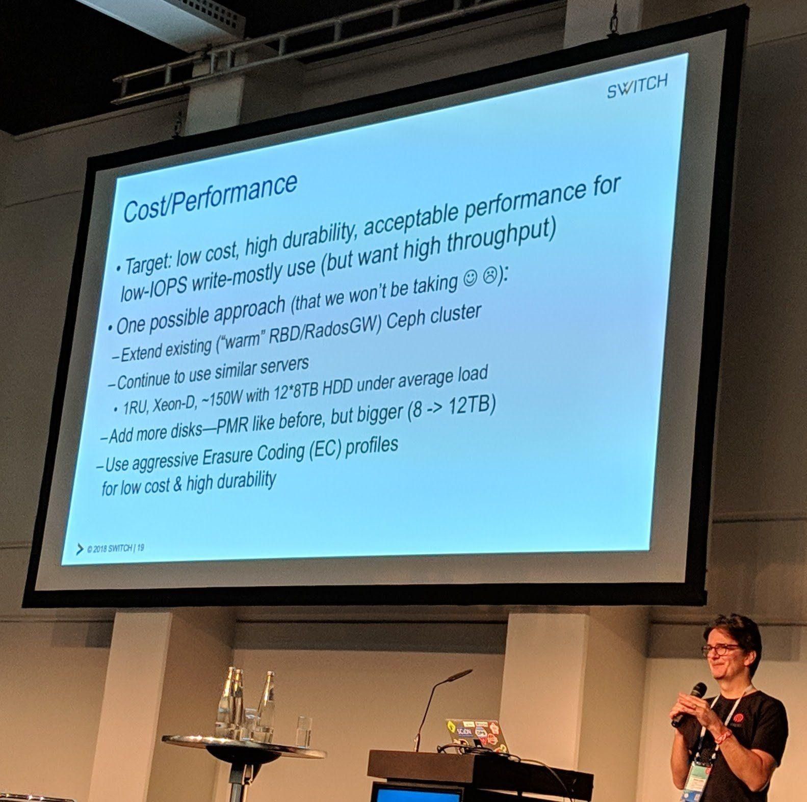 Ceph Day Berlin 2018 - Into the cold: Object Storage in SWITCHengines, Simon Leinen, SWITCH - 'Cost/Performance'