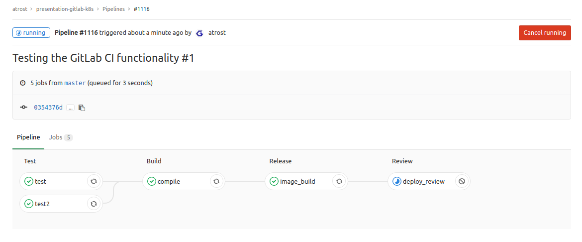GitLab CI - Running Pipeline Overview