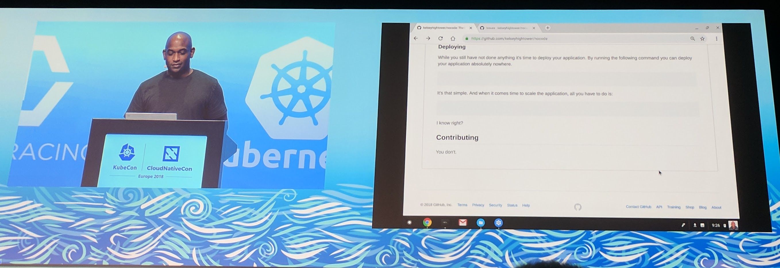 KubeCon - Keynote - Kelsey Hightower is showin of nocode repository