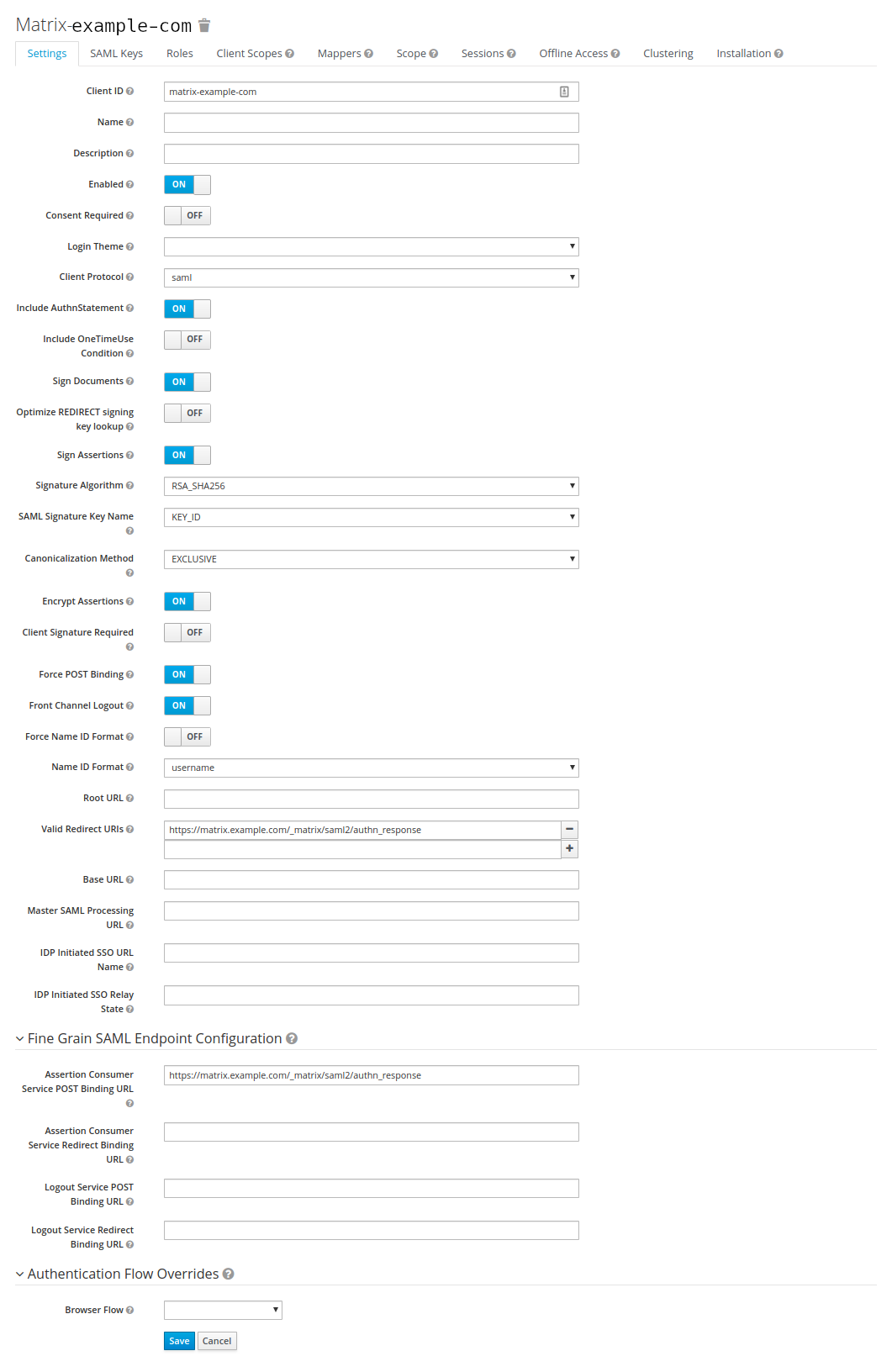 Keycloak Client Settings